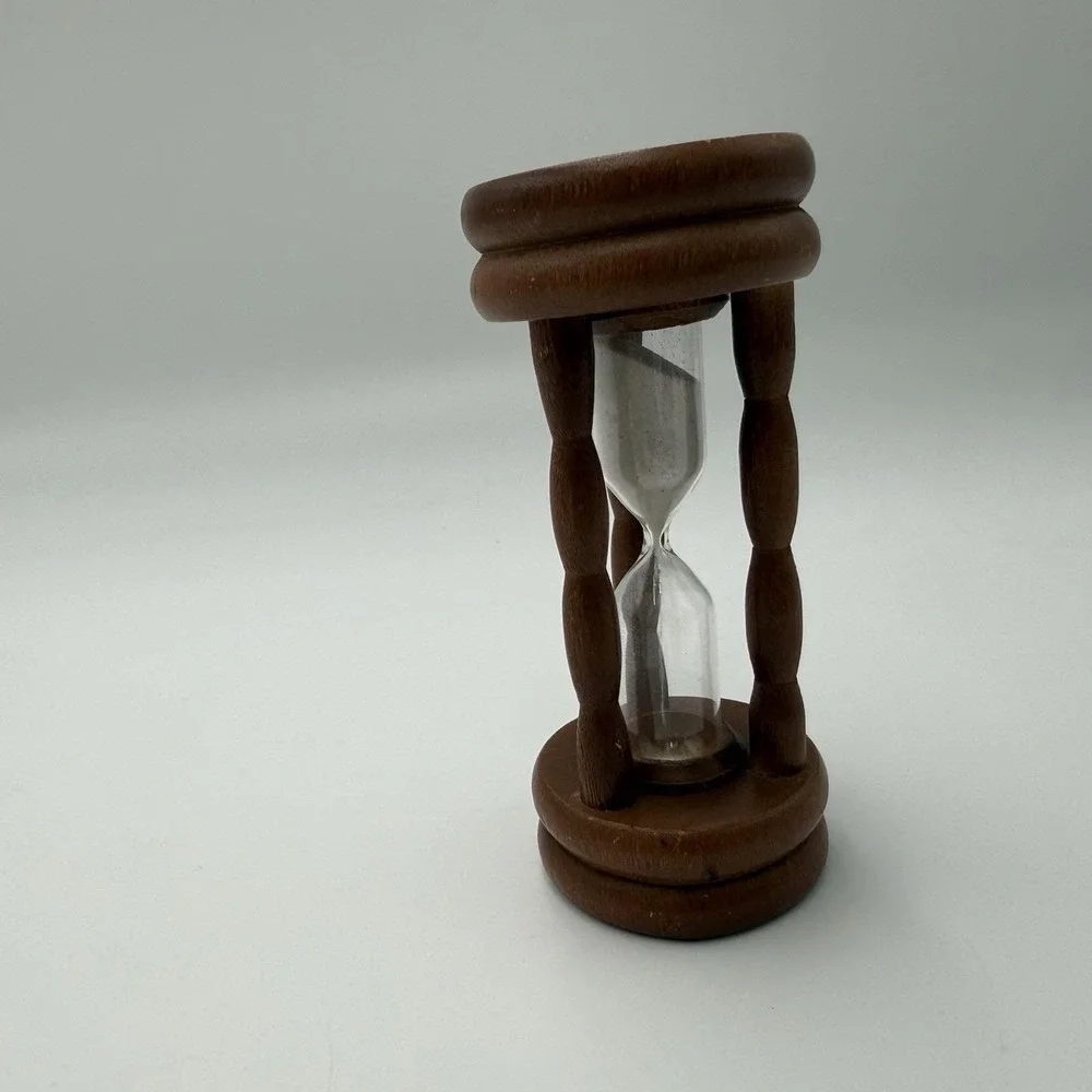 Vintage Green Painted Wood Hourglass Sand Timer Made In Japan
